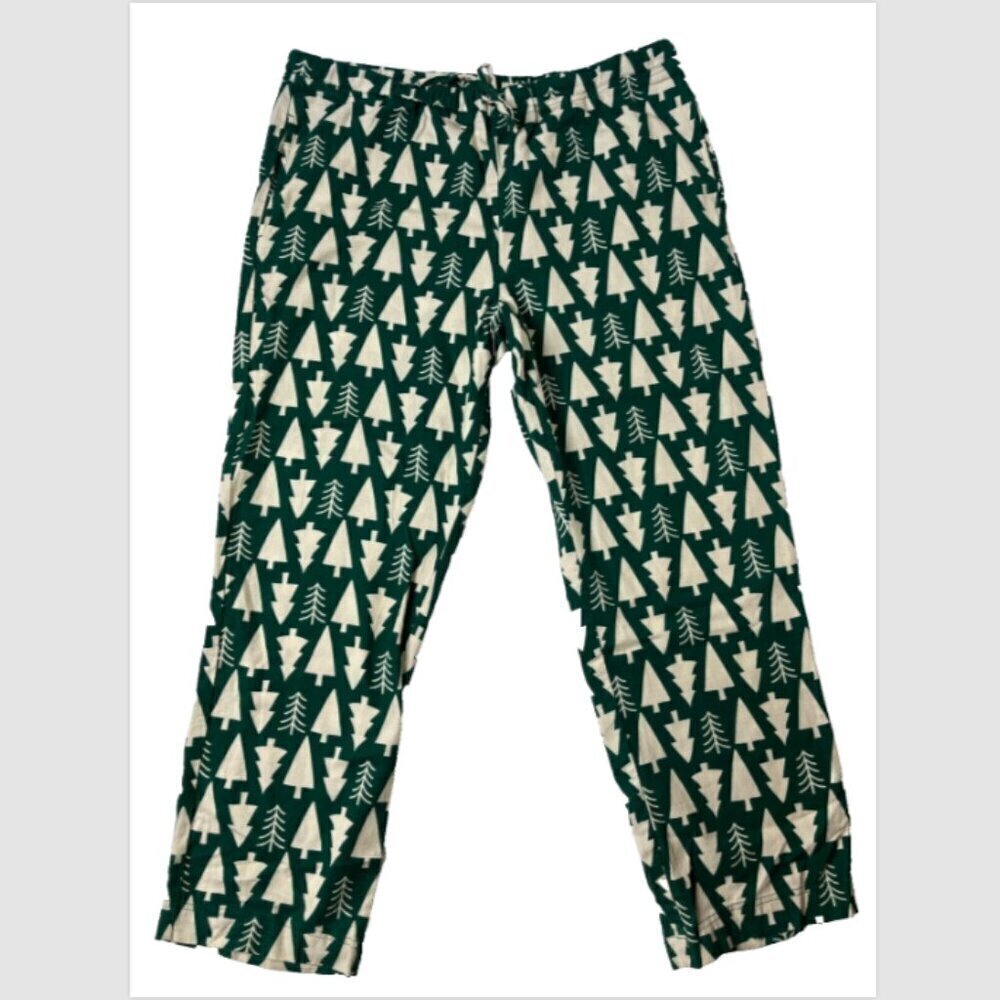 Hanna Andersson Womens Holiday Flannel Pajama Bottom Size M Green Winter Tree - Picture 2 of 12